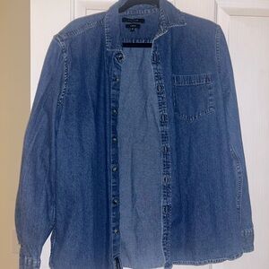 Tahari Blue Denim Slim Fit Shirt